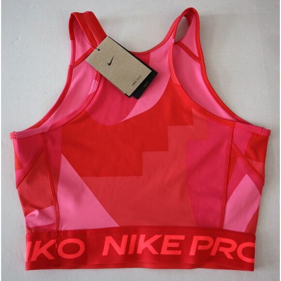 Nike FD0954-635 Women's Sz S Pink/Red Dri-Fit Cropped Training Tank Top - Picture 2 of 7